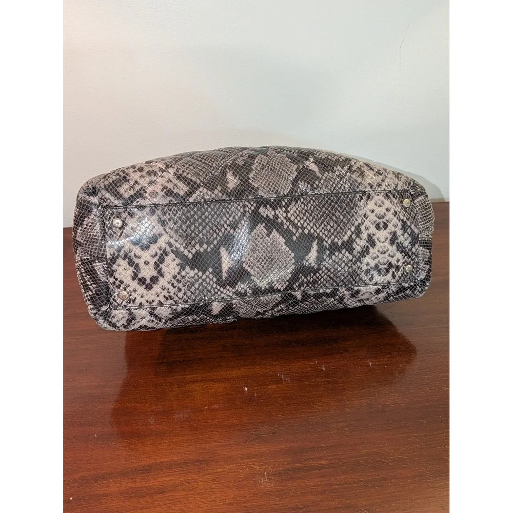 Kate Spade Grey Snakeskin Print Quilted Shoulder Bag Gold Chain Strap Mob Wife